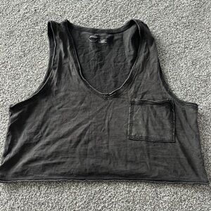 Aerie Charcoal V-Neck Crop Top